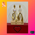 Boucles d'oreilles acier inoxydable doré, perles dépareillées - Création pièce unique