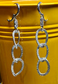 Boucles d'oreilles créoles à strass, mailles argentée - Création pièce unique