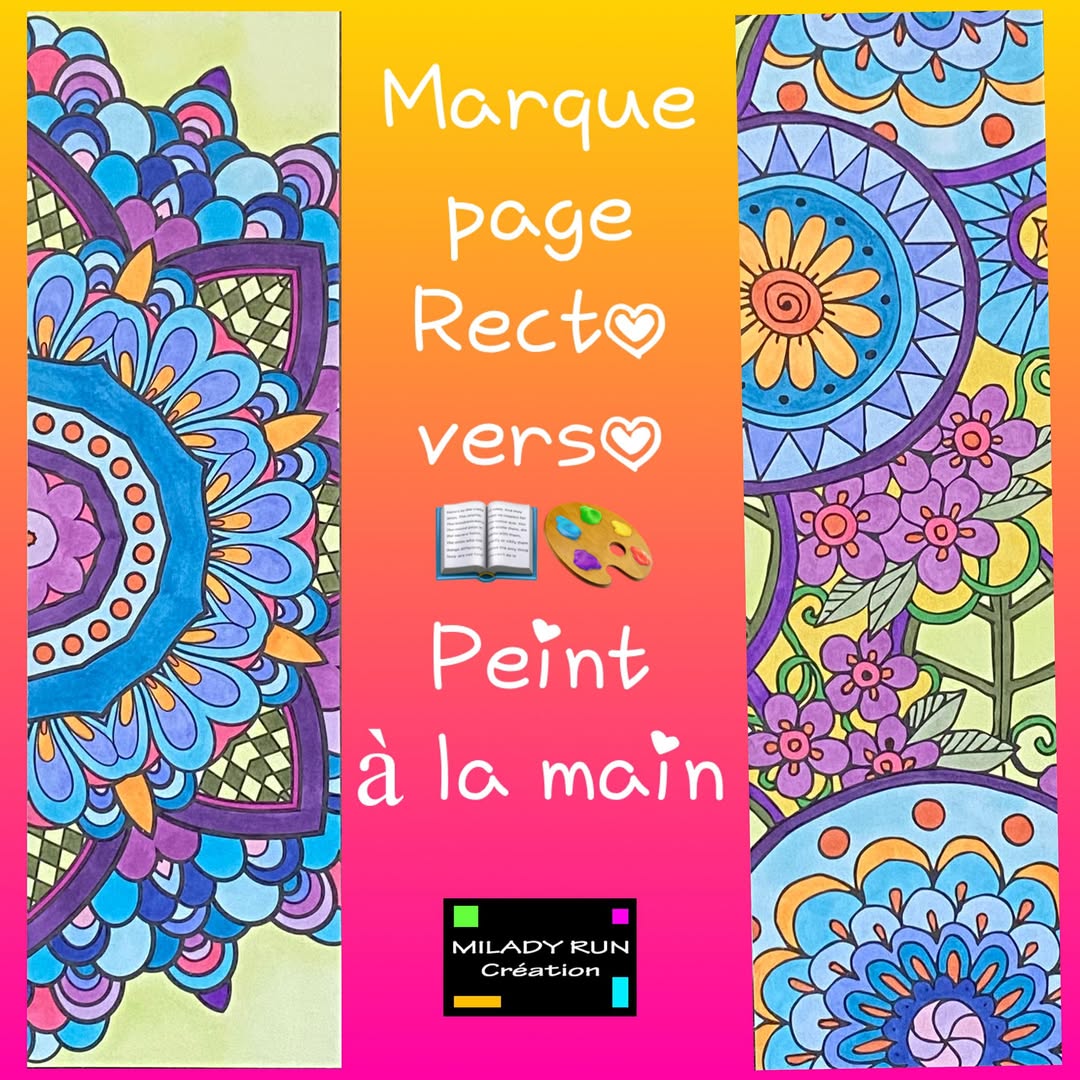 Marque page recto verso peint à la main - Création pièce unique